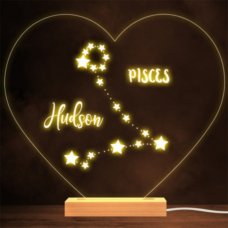 Constellations Zodiac Sign Pisces Personalised Gift Lamp Night Light – The Card Zoo