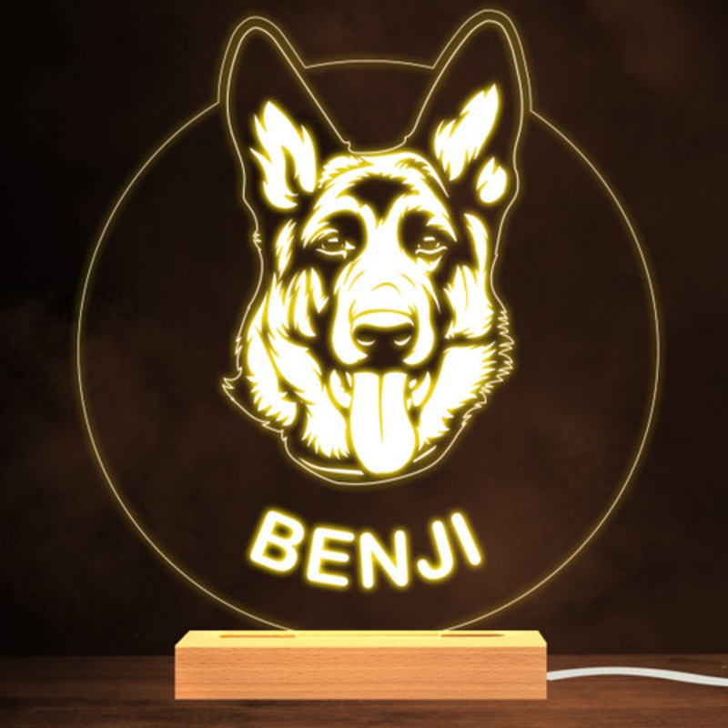 German Shepherd Dog Pet Silhouette Warm White Lamp Personalised Gift Night Light – The Card Zoo