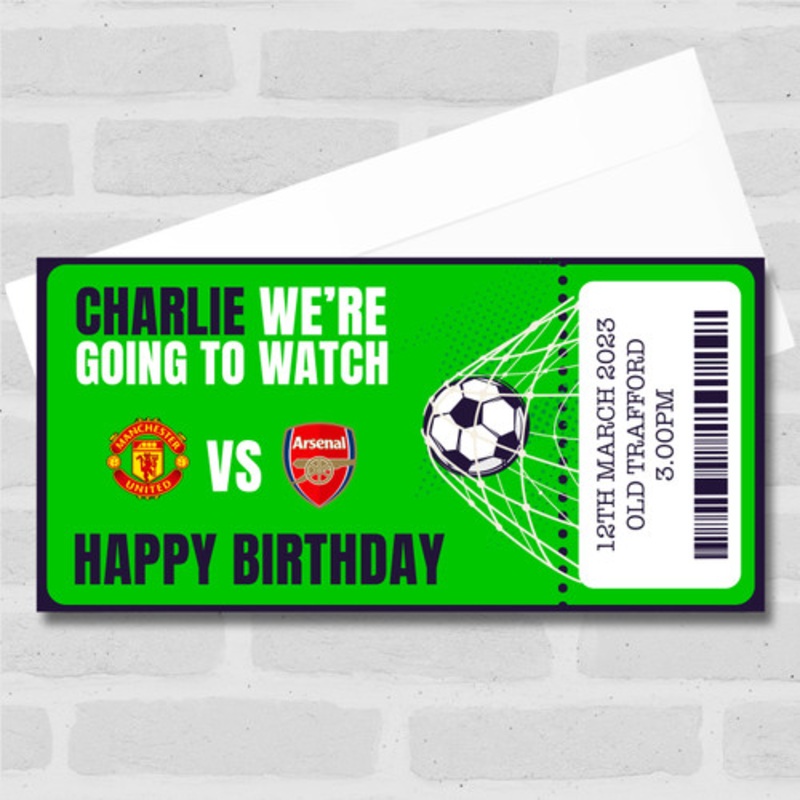 Green Watch Football Match Any Teams Personalised Surprise Ticket Gift Voucher – The Card Zoo