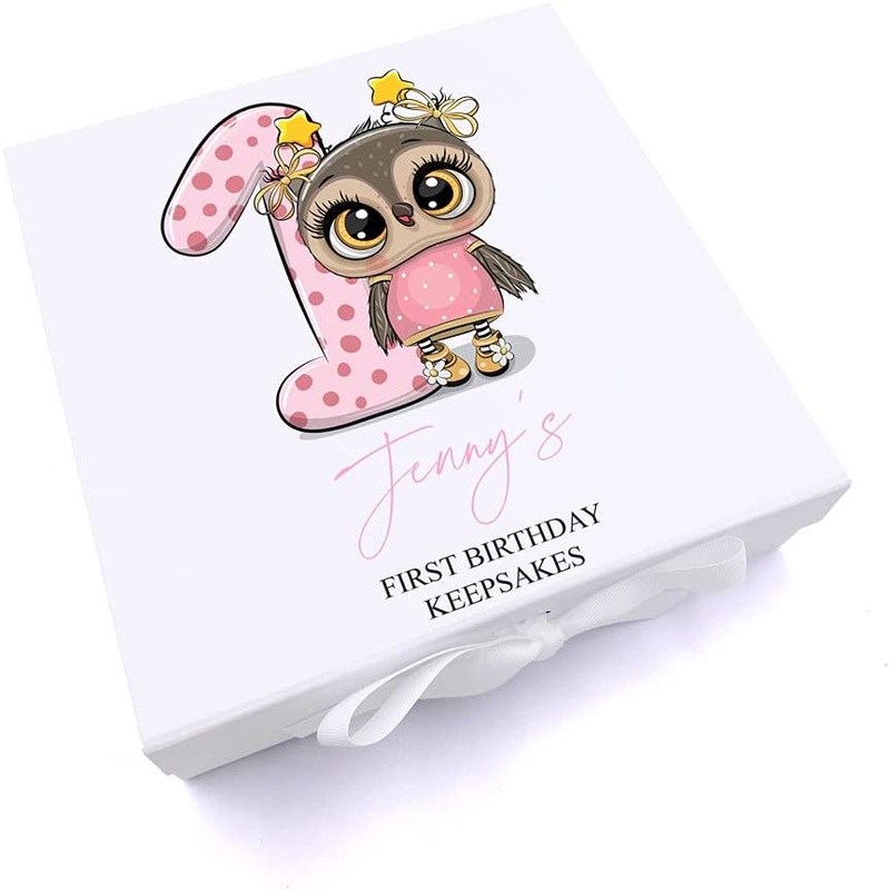 Personalised Baby Girl First Birthday Keepsake Memory Box Gift
