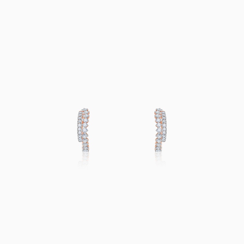 Rose Gold Crescent Moon Lab Grown Diamond Hoop Earrings