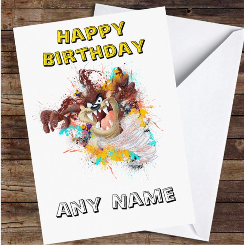 Tasmanian Devil Splatter Personalised Birthday Card – The Card Zoo