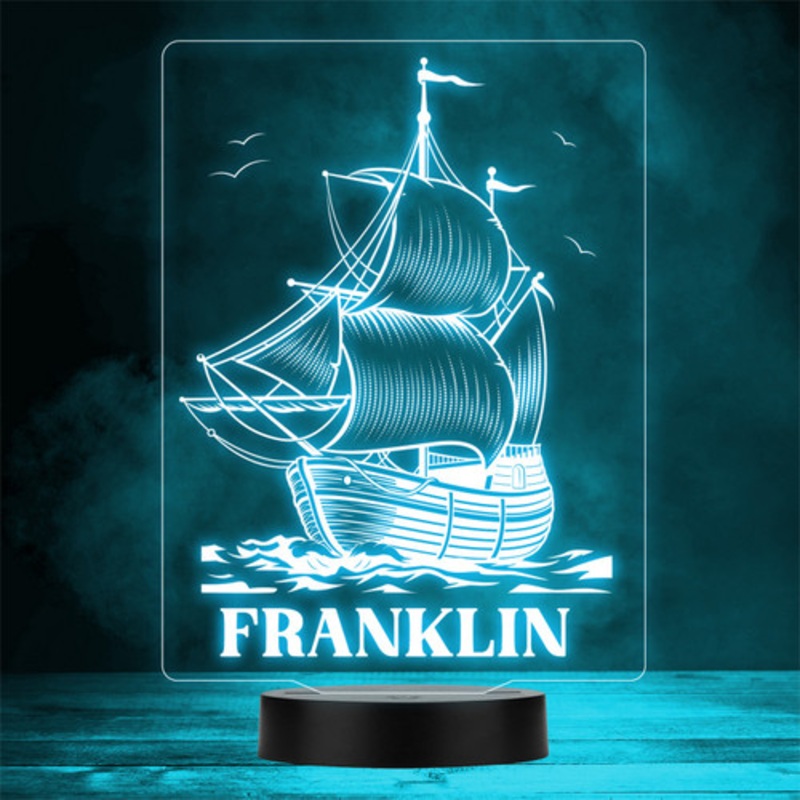Vintage Sailing Ship Nautical Personalised Gift Colour Change LED Night Light – The Card Zoo