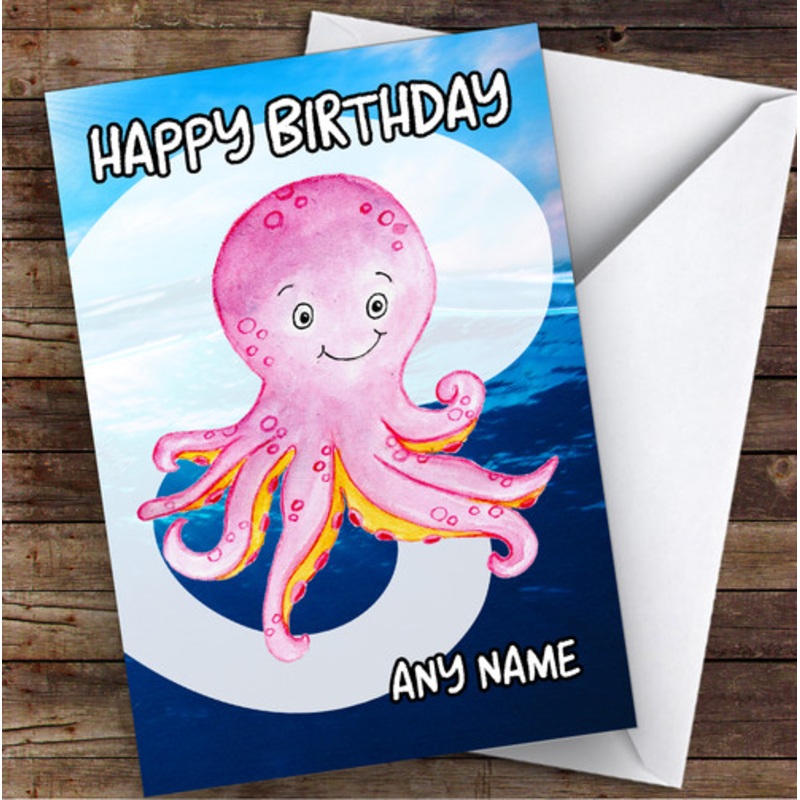 Watercolour Sealife Octopus Children’s Kids Personalised Birthday Card – The Card Zoo