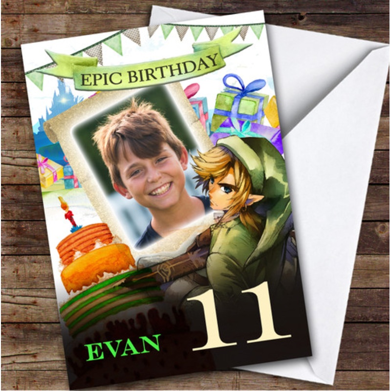 Zelda Epic Any Age and Photo Kids Personalised Children’s Birthday Card – The Card Zoo