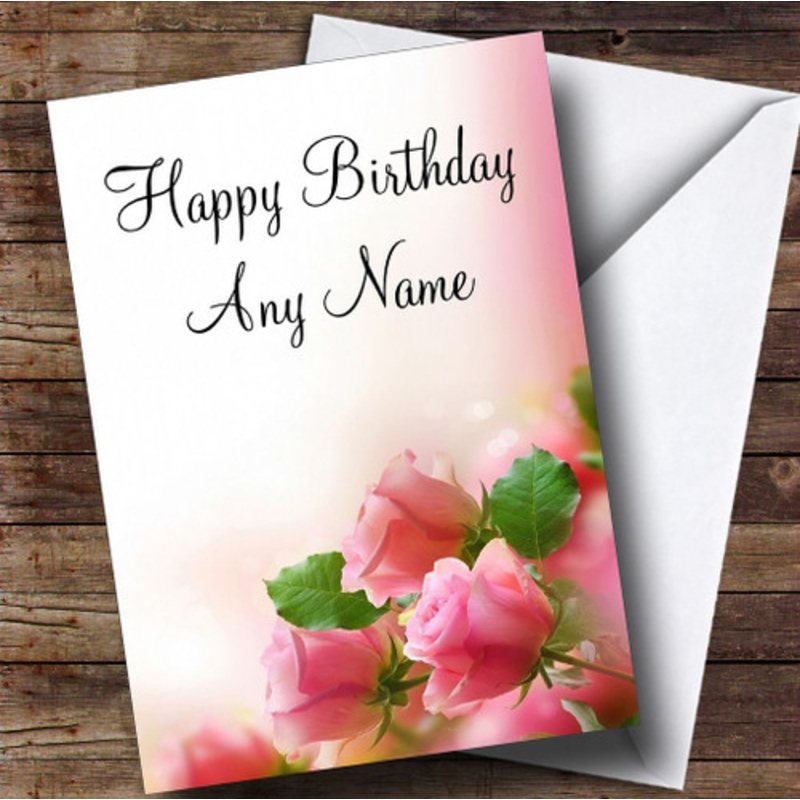Beautiful Soft Pink Pastel Roses Personalised Birthday Card – The Card Zoo