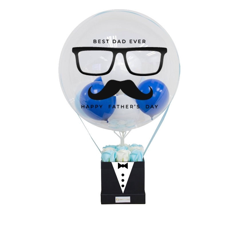 Best Dad Ever | Hot Air Balloon Artificial Soap Rose Box