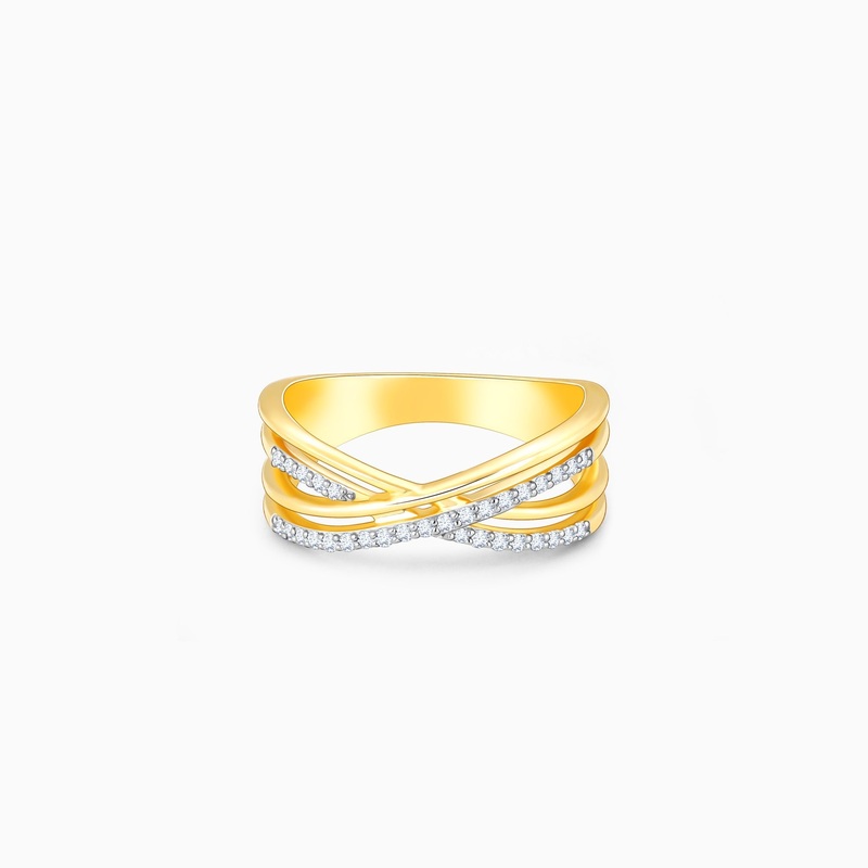 Gold Crossed Eternity Diamond Ring