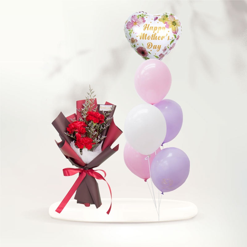 (Mother’s Day 2022) Petite Red Carnation Bundle Set (Klang Valley Delivery)