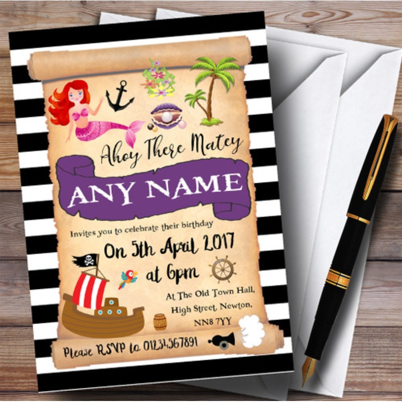 Pirate and Mermaid Children’s Birthday Party Invitations – The Card Zoo