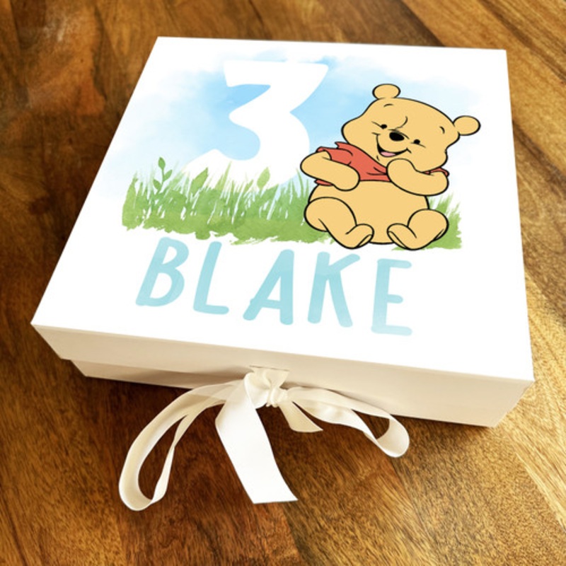 Winnie The Pooh Kids Any Age Personalised Keepsake Birthday Gift Box – The Card Zoo