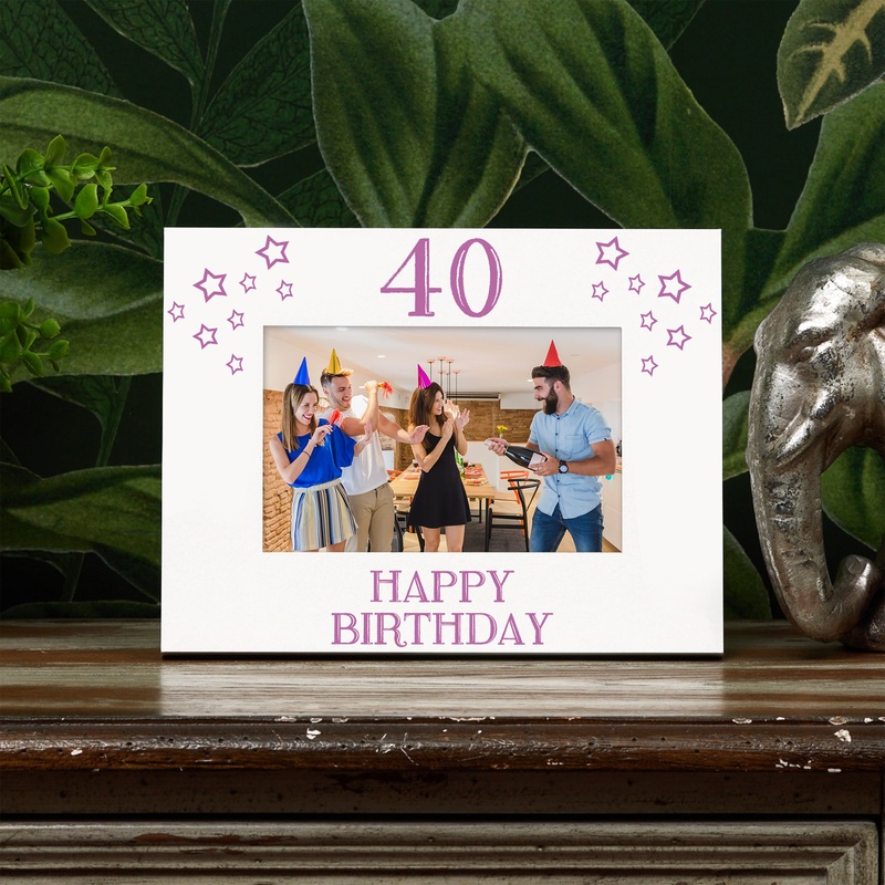 40th Birthday Photo Frame Gift For Her With Star Design