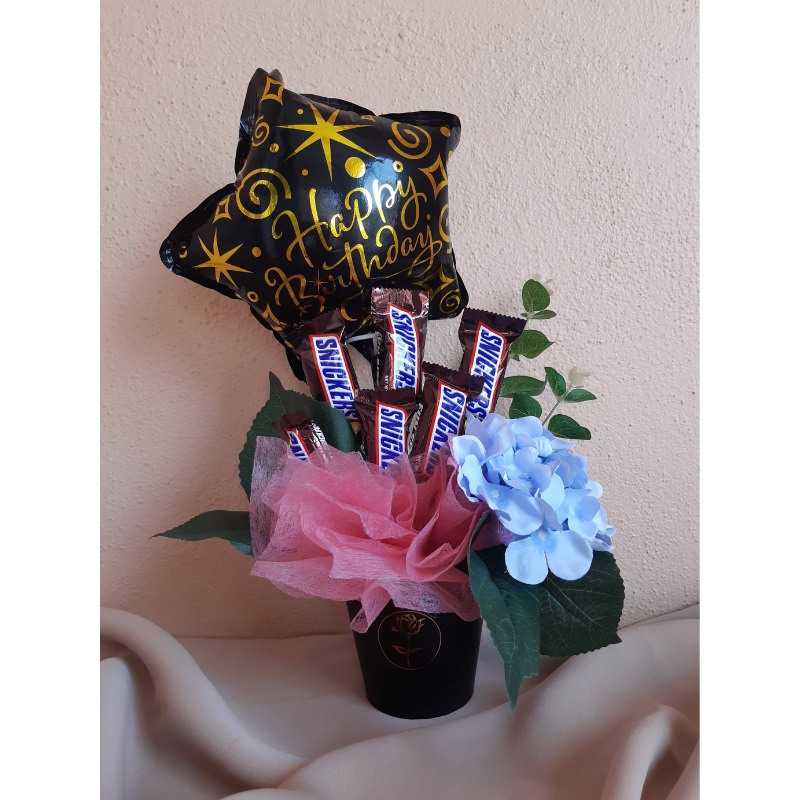 Birthday and Artificial Hydrangeas Chocolate Box in Black