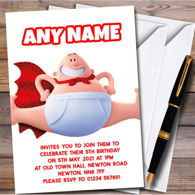 Captain Underpants Tra La Laaaaa Children’s Birthday Party Invitations – The Card Zoo