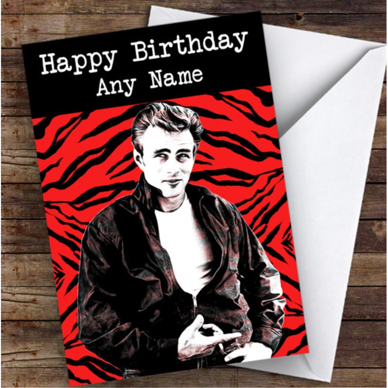 James Dean Red Zebra Print Celebrity Personalised Birthday Card – The Card Zoo