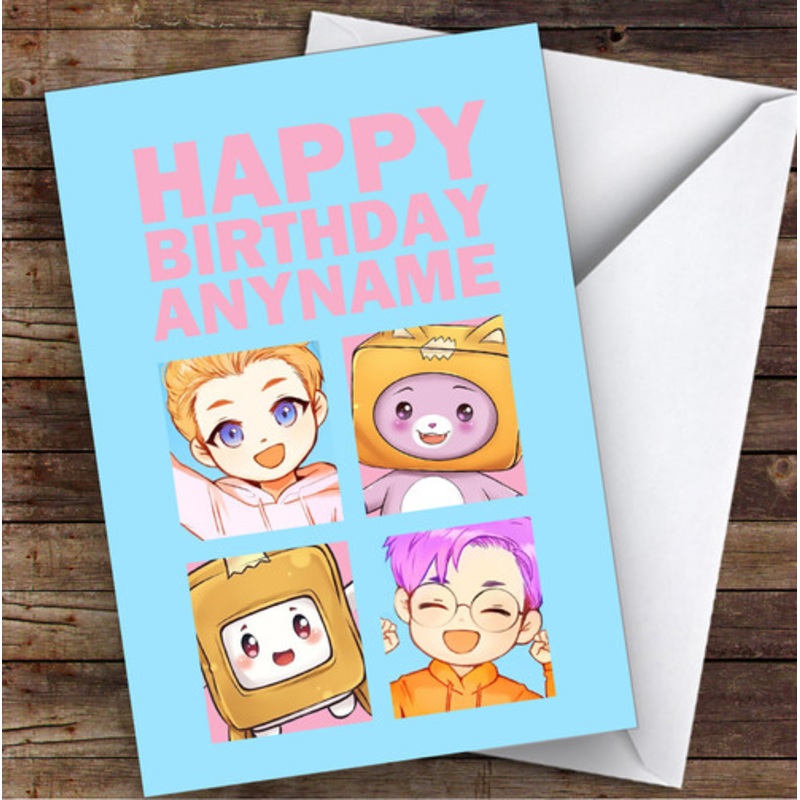 Lankybox Justin Adam Boxy and Foxy Black Children’s Kids Birthday Card – The Card Zoo