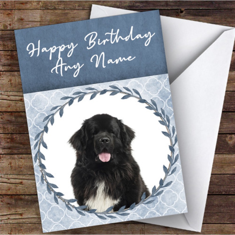 Newfoundland Dog Blue Animal Personalised Birthday Card – The Card Zoo