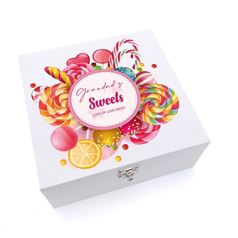 Personalised Grandad Candy Sweet Storage Wood Box Gift