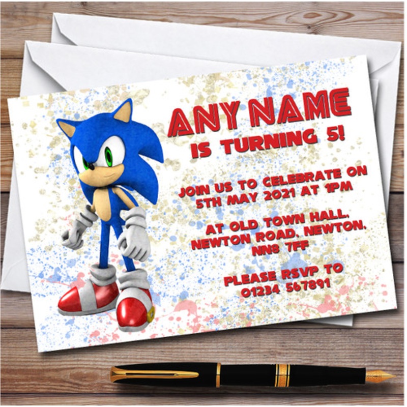 Sonic The Hedgehog Splatter Art Children’s Birthday Party Invitations – The Card Zoo