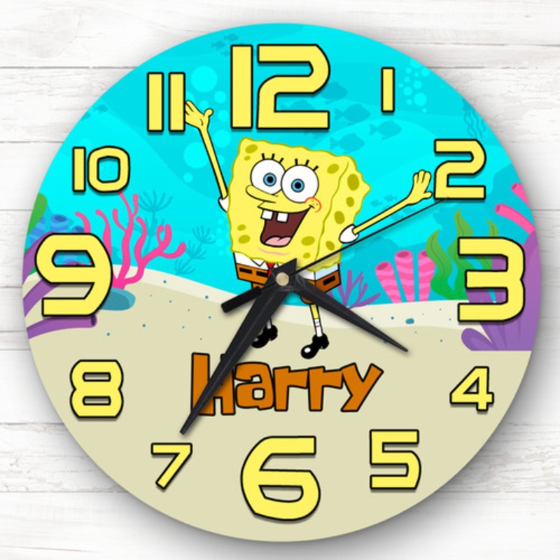 Spongebob SquarePants Personalised Gift For Kid’s Bedroom Clock – The Card Zoo