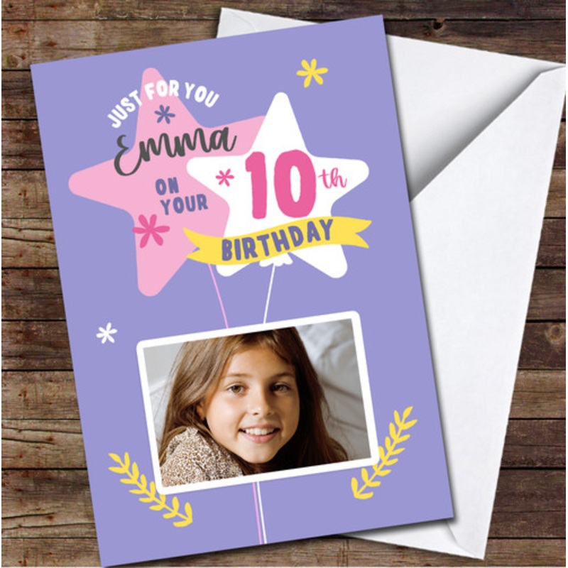 10th Birthday Girl Balloons Pink Photo Personalised Birthday Card – The Card Zoo