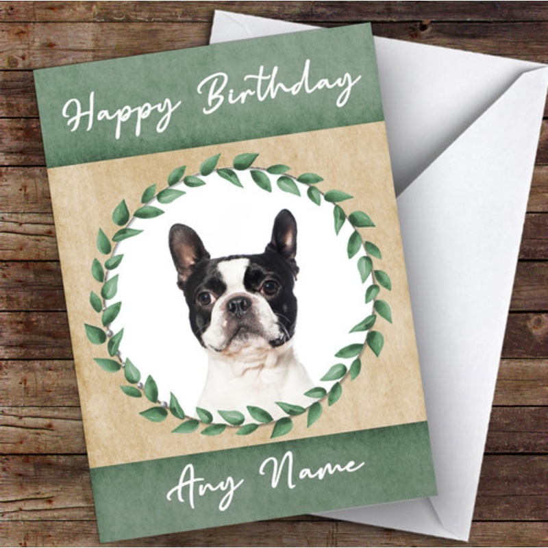Boston Terrier Dog Green Animal Personalised Birthday Card – The Card Zoo