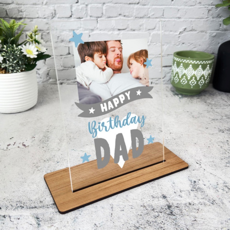 Dad Happy Birthday Gift Star Photo Blue Personalised Acrylic Plaque – The Card Zoo
