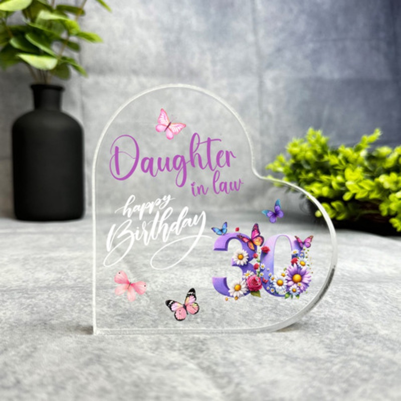 Daughter-In-Law 30th Birthday Present Purple Floral Heart Plaque Keepsake Gift – The Card Zoo