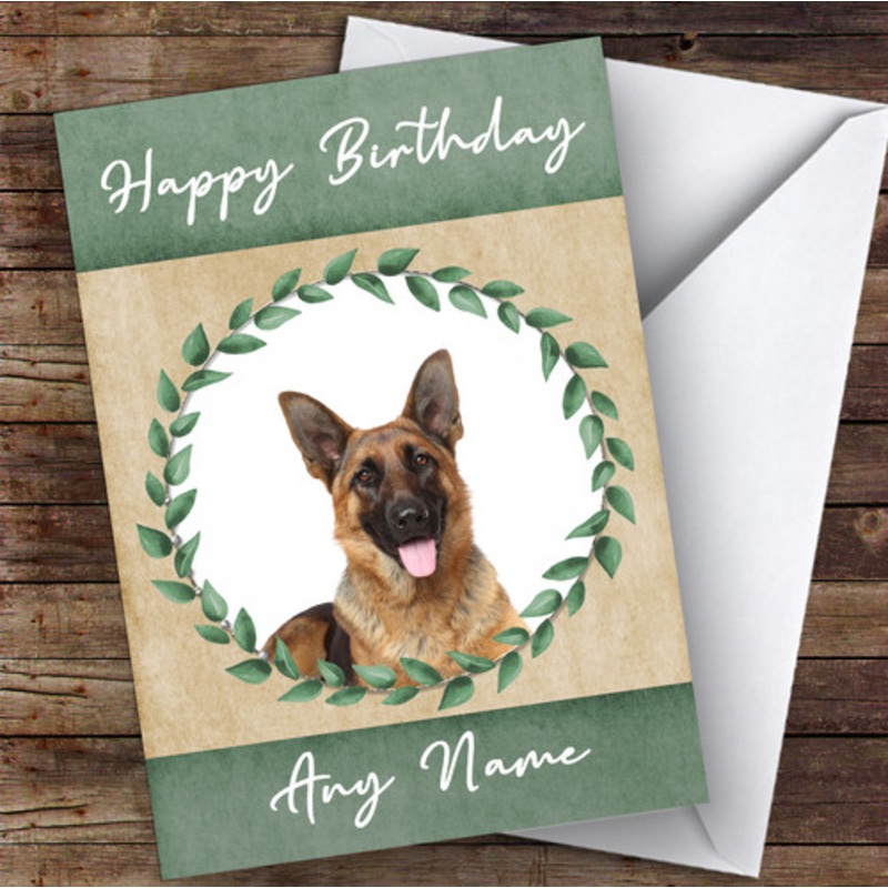 German Shepherd Dog Green Animal Personalised Birthday Card – The Card Zoo