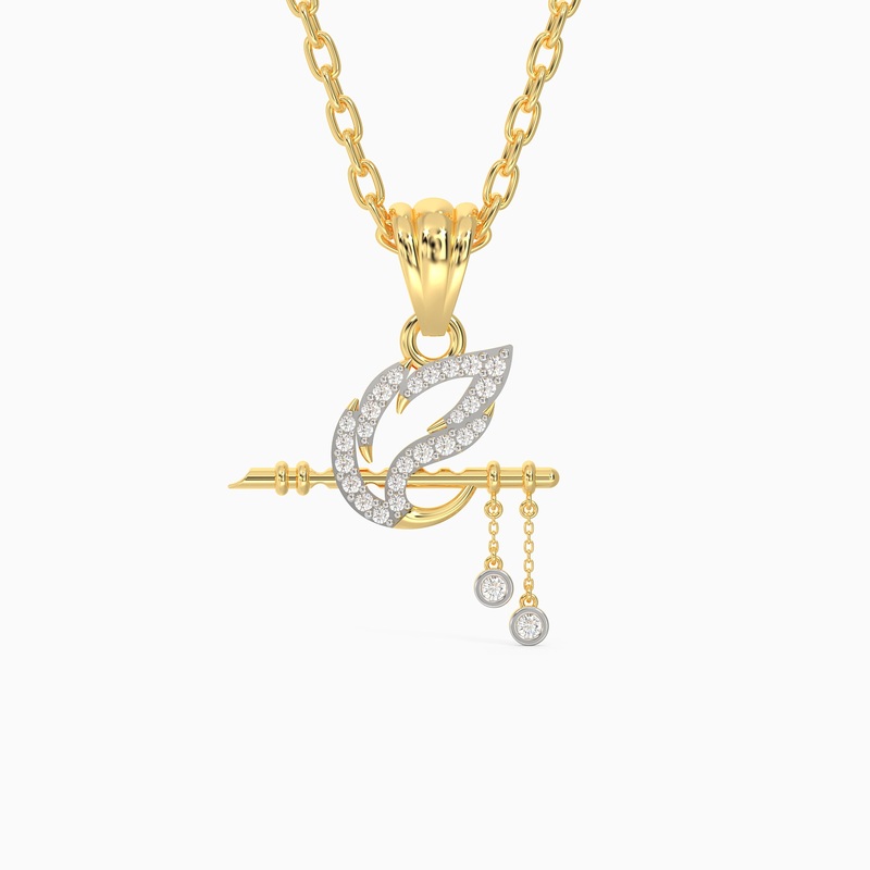 Gold Kanha’s Flute Diamond Pendant