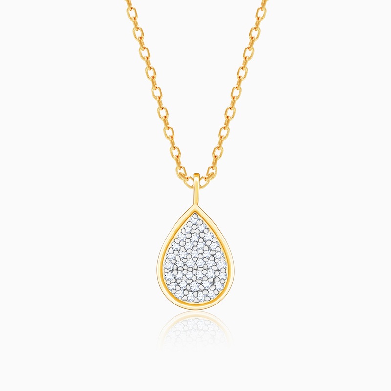 Gold Sparkling Drop Diamond Pendant