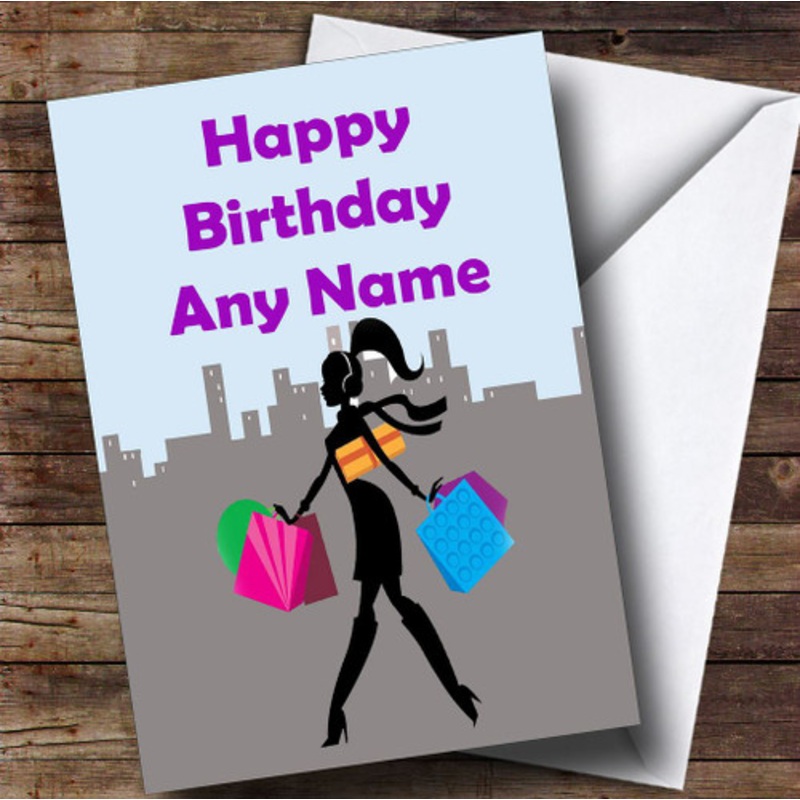 Shopping Shopaholic Personalised Birthday Card – The Card Zoo
