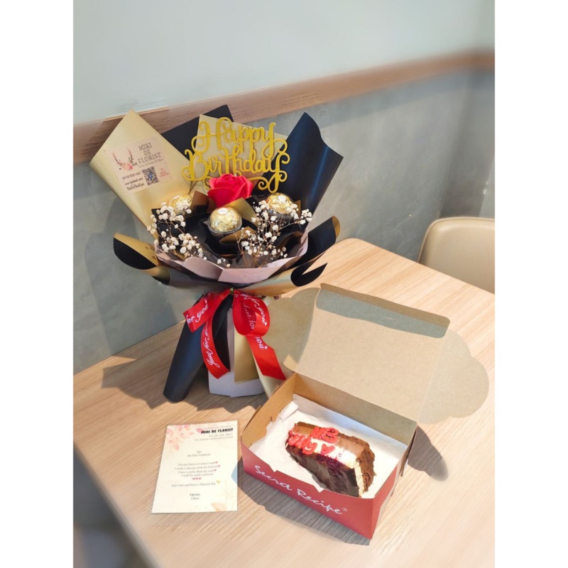 3 Ferrero Rocher With Soap Rose & Secret Recipe Cake (Ipoh Delivery Only)