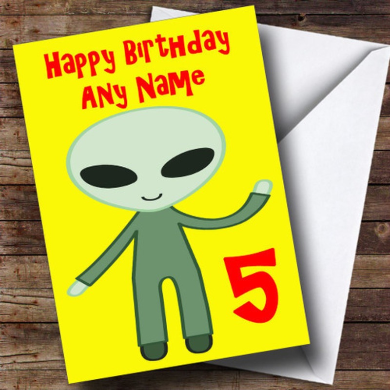 Alien Cartoon Personalised Birthday Card – The Card Zoo