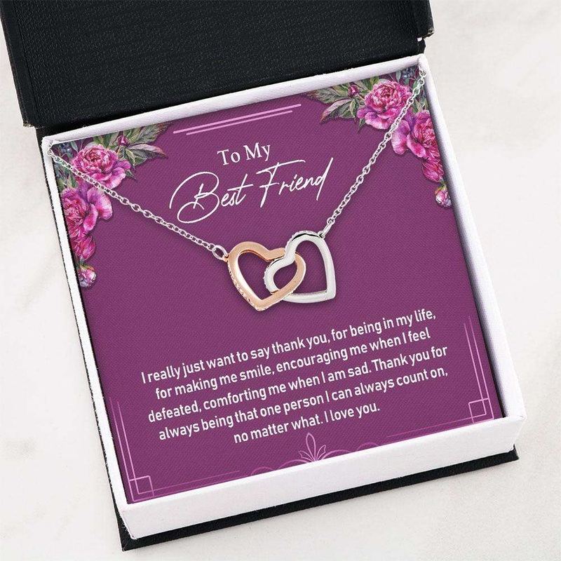Best Friend Necklace, Bestfriend Necklace To My Best Friend  Interlocking Hearts