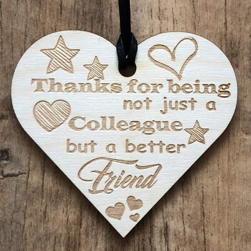 Colleague Friendship Wooden Hanging Plaque Heart Leaving Thank You Gift