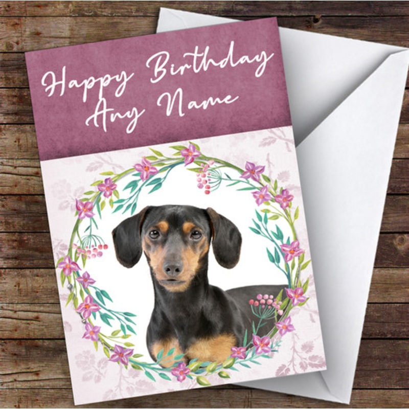 Dachshund Dog Pink Floral Animal Personalised Birthday Card – The Card Zoo