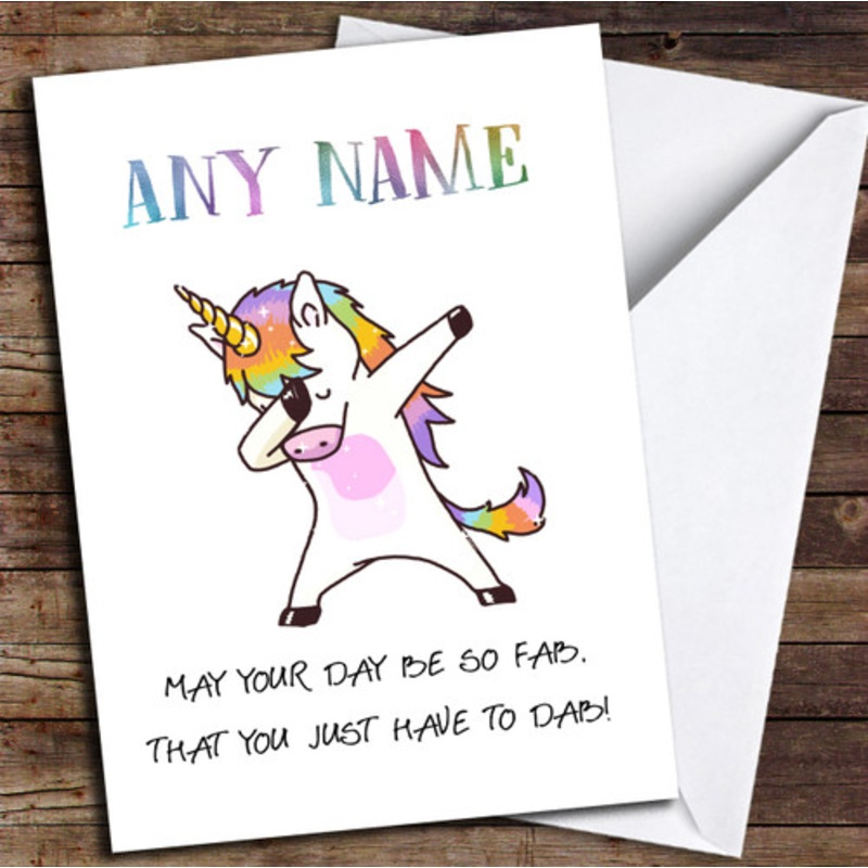 Funny Unicorn Dab Personalised Birthday Card – The Card Zoo