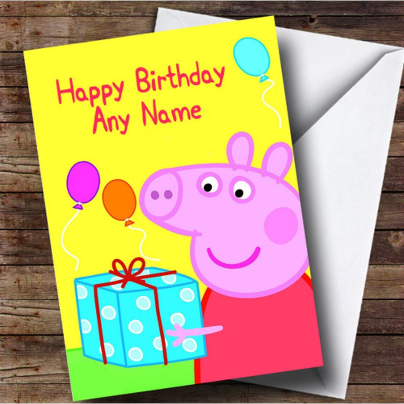 Personalised Peppa Pig Yellow Children’s Birthday Card – The Card Zoo