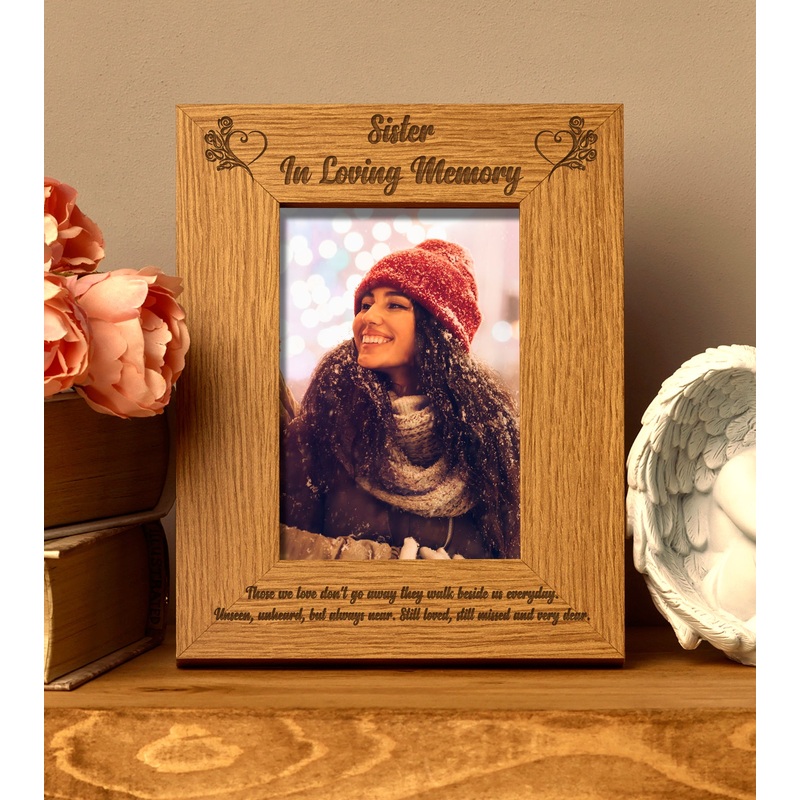 Sister In Loving Memory Remembrance Portrait Wooden Photo Frame Gift