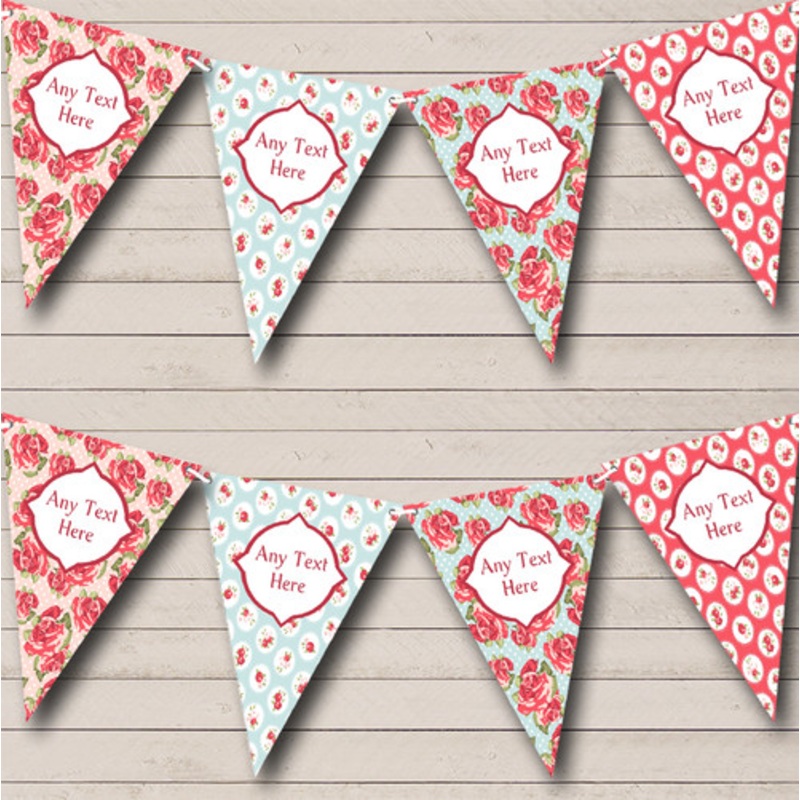 Vintage Rose Garden Personalised Shabby Chic Garden Tea Party Bunting – The Card Zoo