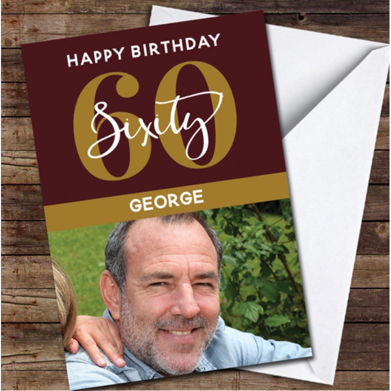 60th Sixty Photo Red Gold Any Age Personalised Birthday Card – The Card Zoo