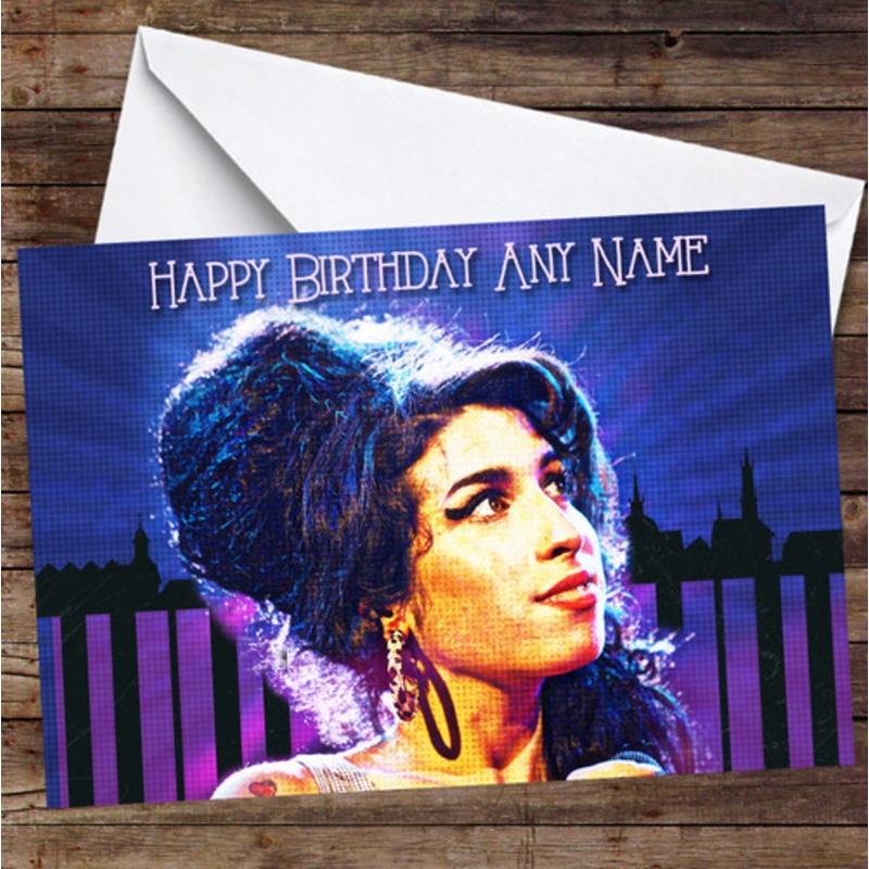 Amy Winehouse Pop Art Piano Cityscape Personalised Birthday Card – The Card Zoo