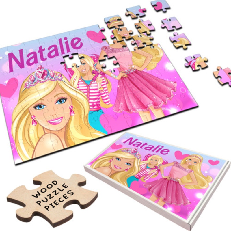 Barbie Cartoon Gift For Girls Custom Personalised Wooden Jigsaw Puzzle – The Card Zoo