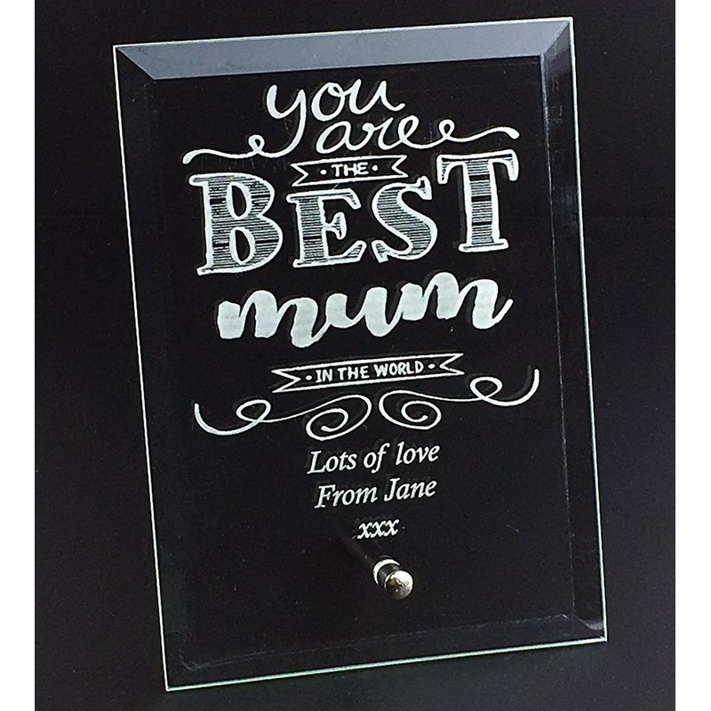 Best Mum In The World Personalised Engraved Glass Plaque