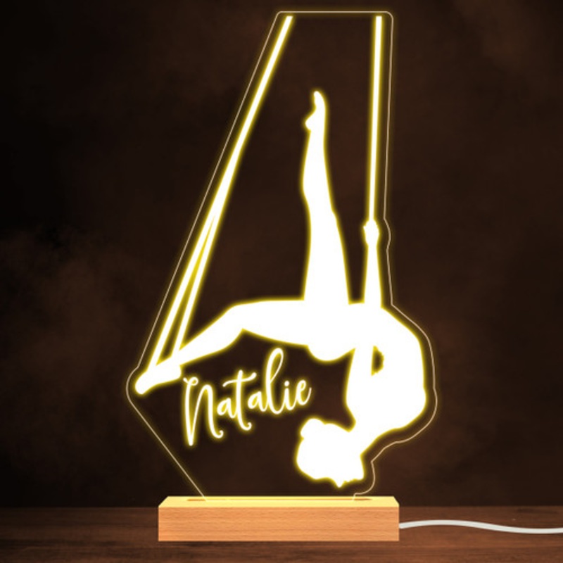 Dancer Gymnastic Balancing Silhouette Fitness Fan Personalised White Night Light – The Card Zoo