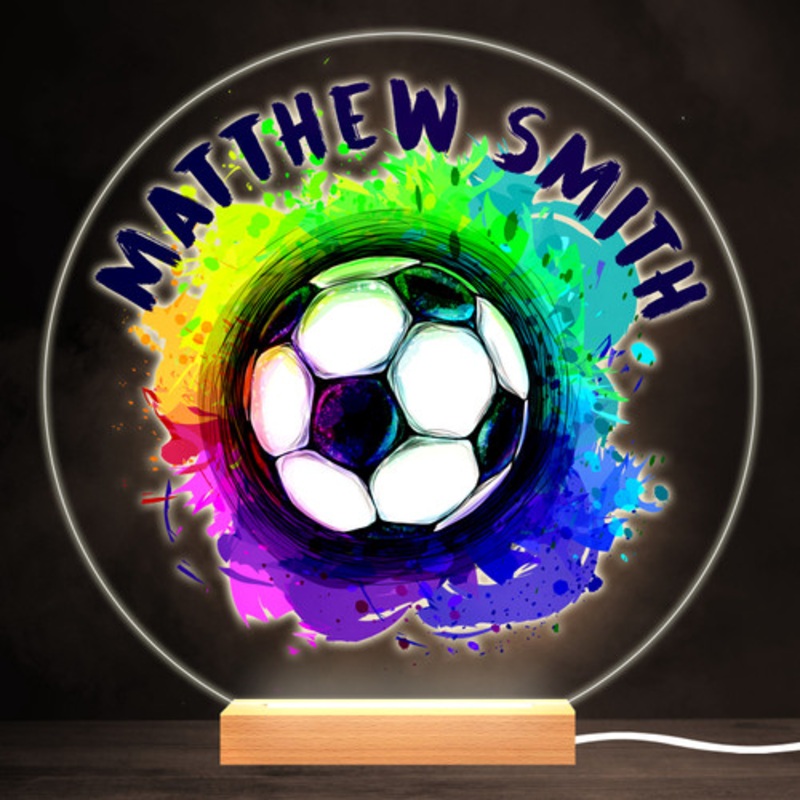 Football Bright Colourful Round Personalised Gift LED Lamp Night Light – The Card Zoo