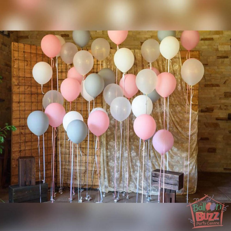 Pastel-Matte Balloon Backdrop – Pink, White, Grey And Transparent