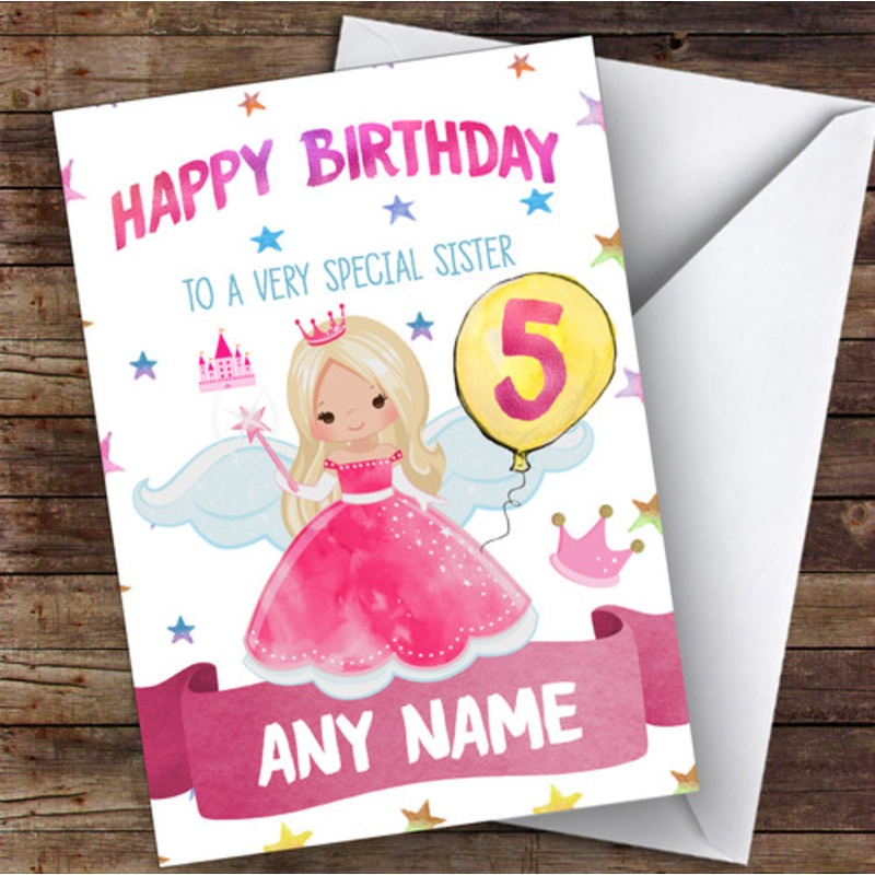 Personalised Girls Birthday Card Fairy Princess 1st 2nd 3rd 4th 5th 6th Sister – The Card Zoo