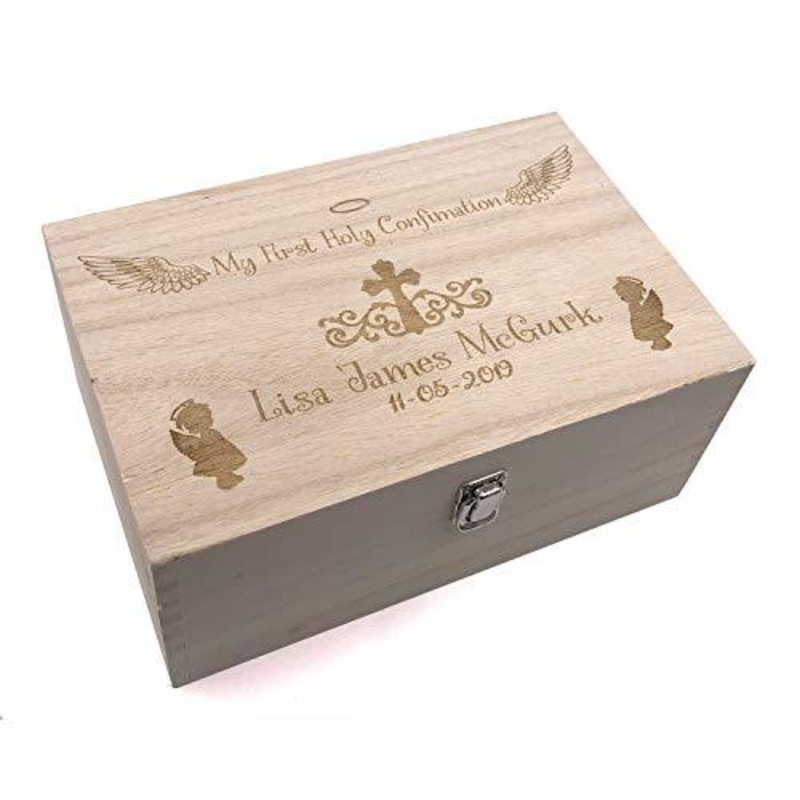 Raised Words Confirmation Gift Girl’s Personalised Large wooden Keepsake Box Gift